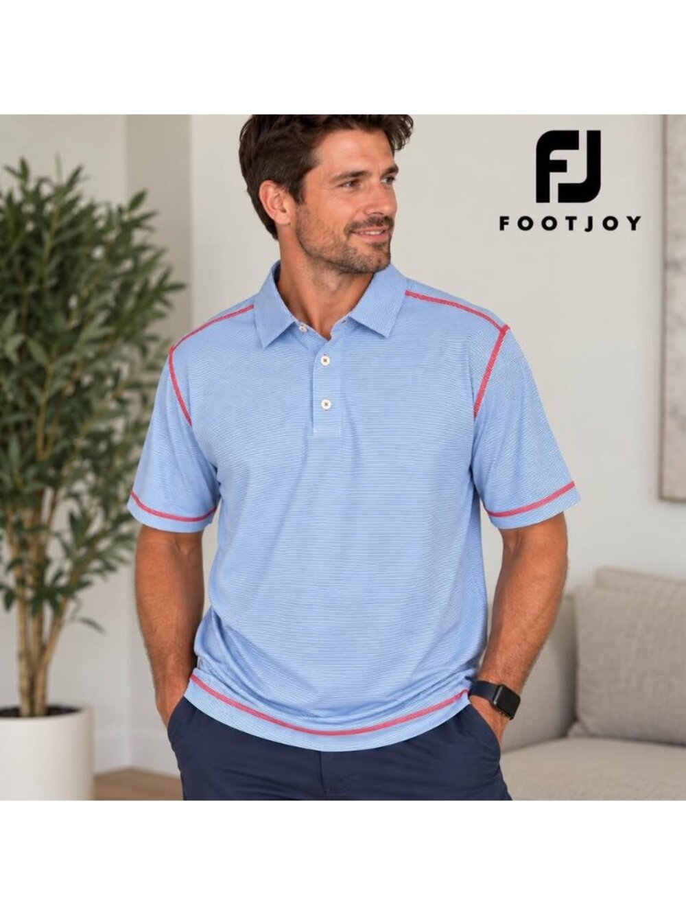 FootJoy Men’s Golf Polo – Size XL – Blue Stripe
